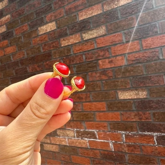 Red Agate 18K Gold Stainless Steel Waterproof Gold Natural Stone Ring - Picture 3 of 7